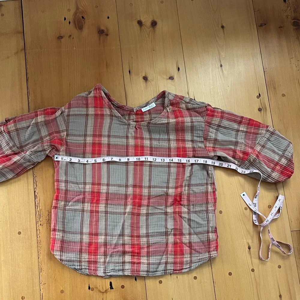 CP Shades Red and Tan Plaid Top Free People - Picture 1 of 6